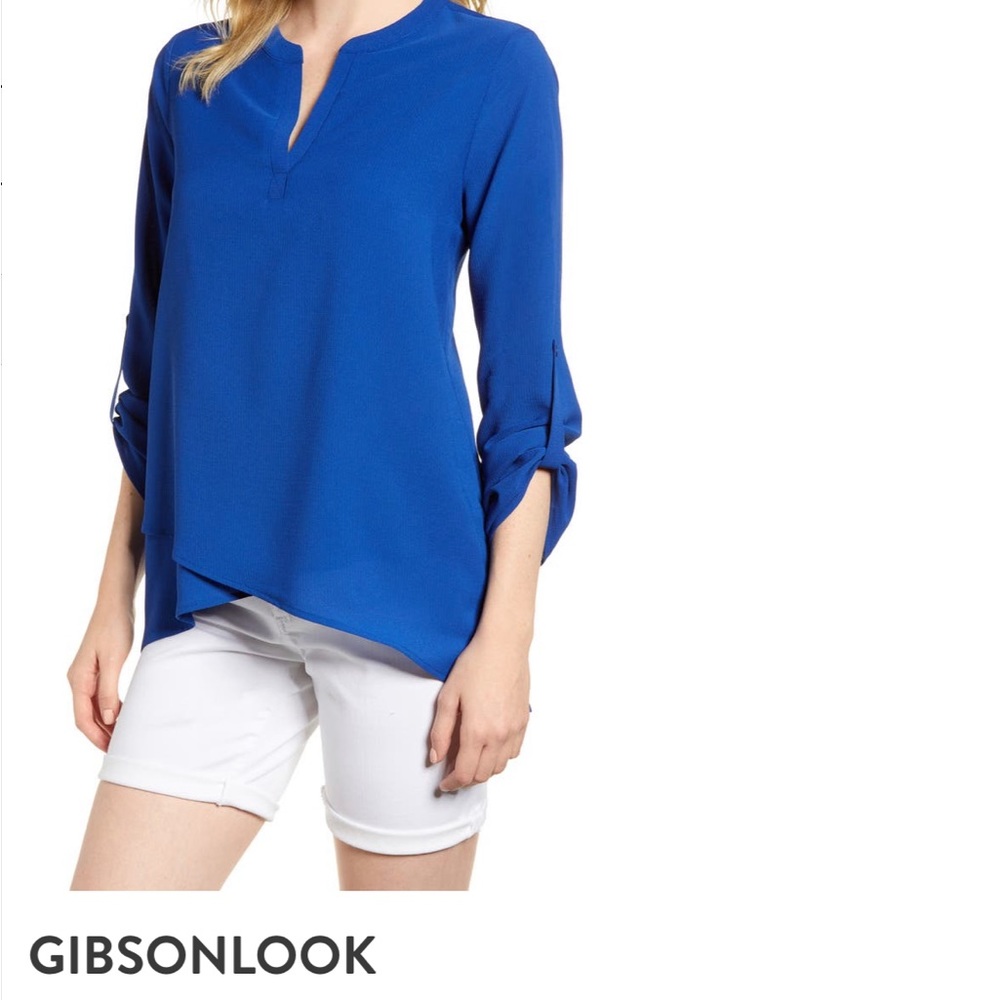 XL Royal Blue High/Low Tunic Blouse